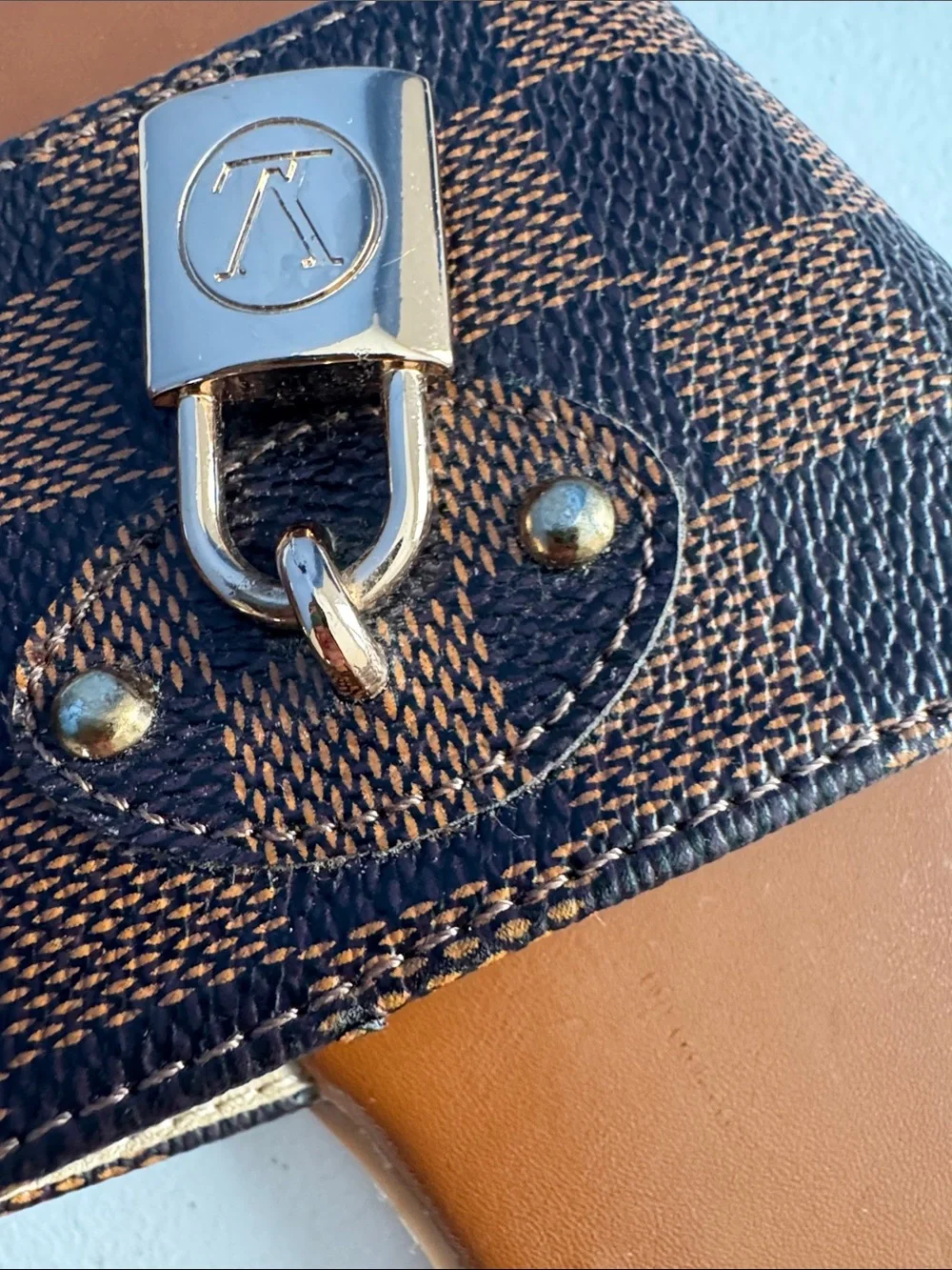Louis Vuitton Brown and Dark Brown Damier Padlock Slide Sandals - Picture 9 of 10
